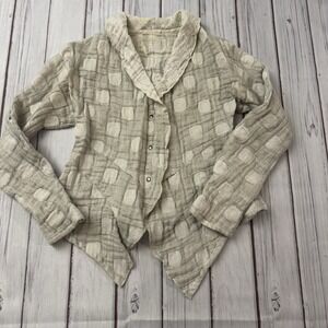 Babette SF Jacket Petite Beige Lagenlook Textured Asymmetrical Artsy USA Womens